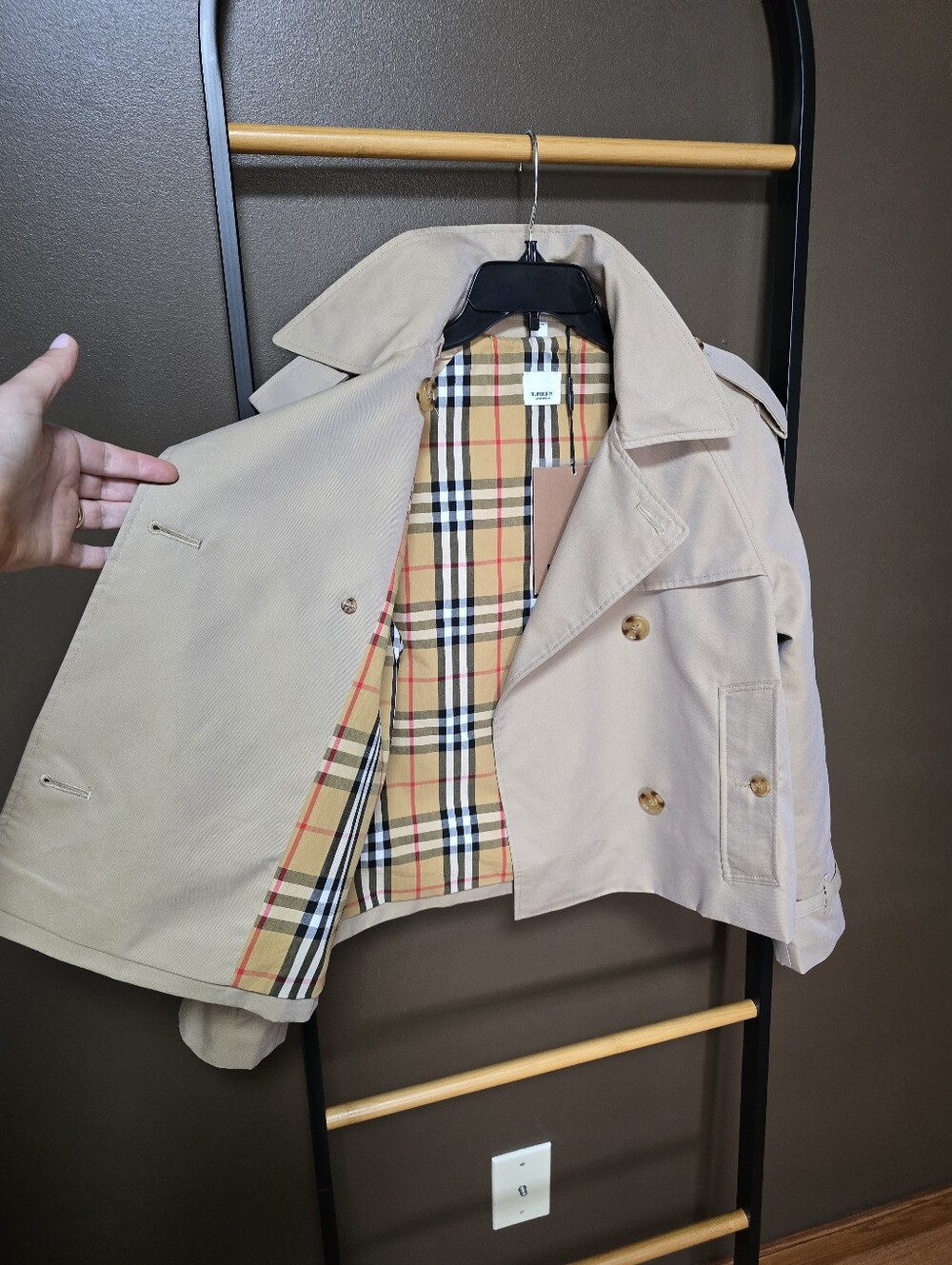 Cropped Trench Coat, Honey Color - Picture 3 of 15